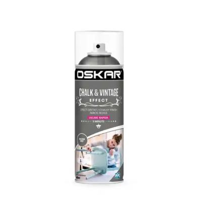 Vopsea spray pentru lemn / metal chalk & vintage efect Oskar, pure white, mat