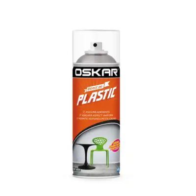 Spray vopsea, Oskar Direct pe plastic, incolor, interior / exterior, 400 ml