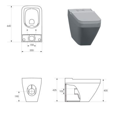 Vas wc cersanit crea, cu capac slim duroplast, inchidere lenta, K114-022