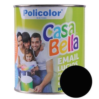 Vopsea alchidica/email Casabella Policolor, pentru lemn/metal, interior/exterior, negru, 0,75 l