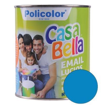 Vopsea alchidica/email Casabella Policolor, pentru lemn/metal, interior/exterior, albastru Ral 5015, 0,75 l