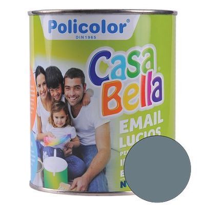 Vopsea alchidica/email Casabella Policolor, pentru lemn/metal, interior/exterior, gri Ral 7046, 0,75 l