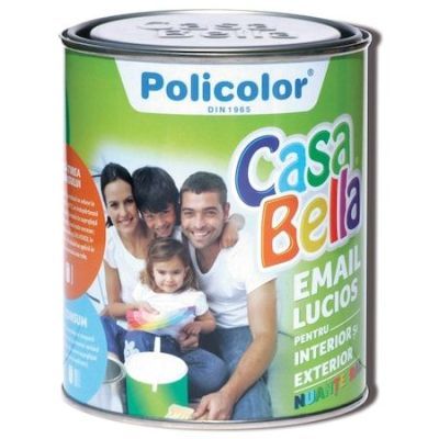 Vopsea alchidica/email Casabella Policolor, pentru lemn/metal, interior/exterior, maro roscat Ral 8012, 0,75 l