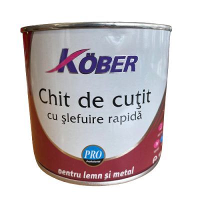 Chit de cutit cu slefuire rapida Kober, pentru lemn si metal, alb, 1 kg