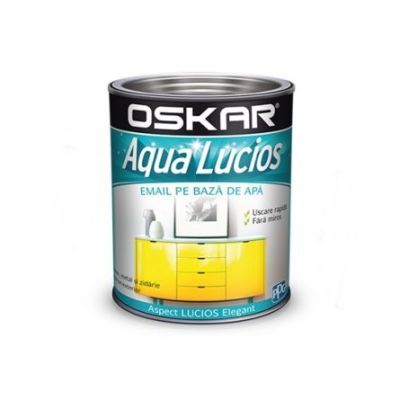 Vopsea pentru lemn / metal, Oskar Aqua Lucios, interior / exterior, pe baza de apa, gri nordic, 0.6 L