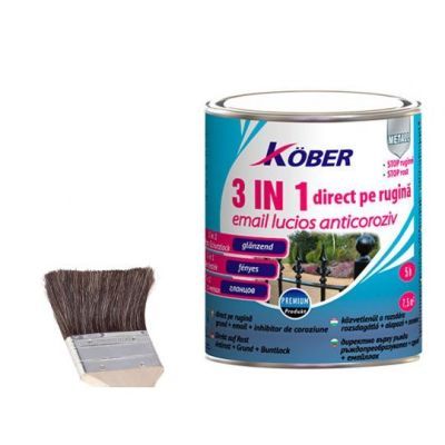 Vopsea alchidica pentru metal Kober 3 in 1, interior / exterior, alb, 0.75 L