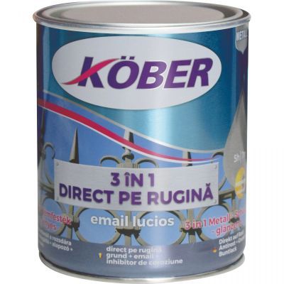 Vopsea alchidica pentru metal Kober 3 in 1, interior / exterior, argintiu, 0.75 L