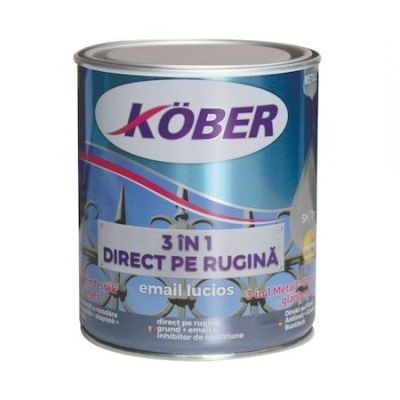 Vopsea alchidica pentru metal Kober 3 in 1, interior / exterior, gri grafit, 0.75 L