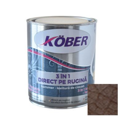 Vopsea alchidica pentru metal Kober Hammer, efect lovitura de ciocan, interior / exterior, brun E81785, 0.75 L