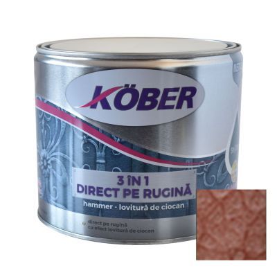 Vopsea alchidica pentru metal Kober 3 in 1 Hammer,interior/exterior, cupru, 2.5 l