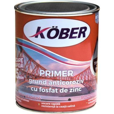 Grund pentru metal, cu zinc, Kober Primer, interior / exterior, gri, 0.75 L