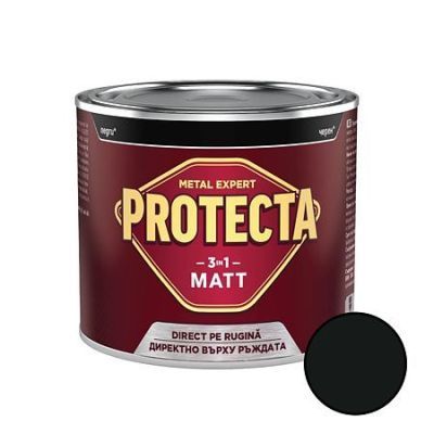 Vopsea alchidica pentru metal, Protecta 3 in 1, interior / exterior, negru, 0.5 L