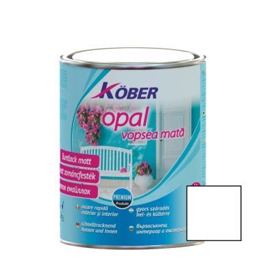 Vopsea alchidica pentru lemn / metal, Kober Opal, interior / exterior, alb, 0.75 L