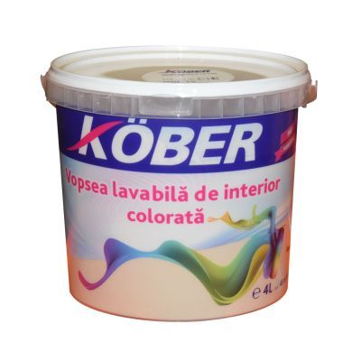 Vopsea lavabila interior, colorata, Kober, cafeniu V8370, 4 L