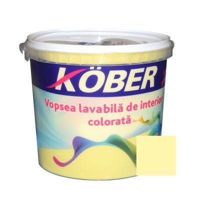 Vopsea lavabila interior, colorata, Kober, galben luminos V8345, 4 L