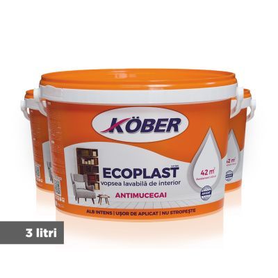 Vopsea lavabila interior Ecoplast, alb, 3 l