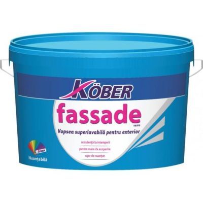 Vopsea superlavabila exterior Kober Fassade, alba, 15 L