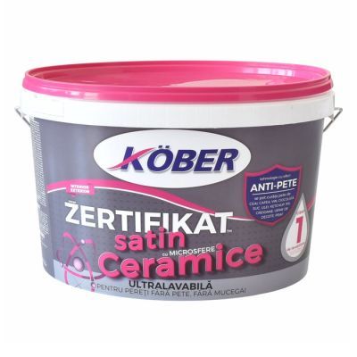 Vopsea ultralavabila Zertifikat cu microsfere ceramice, satin, alba, interior / exterior, 8.5 L