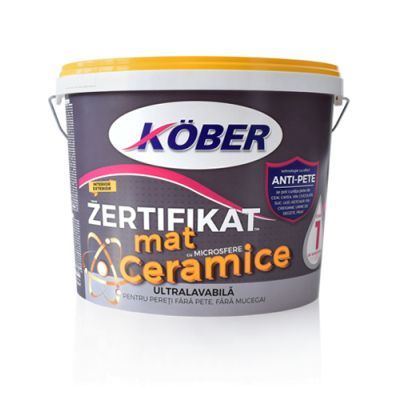 Vopsea ultralavabila Zertifikat cu microsfere ceramice, mat, alba, interior / exterior, 8.5 L