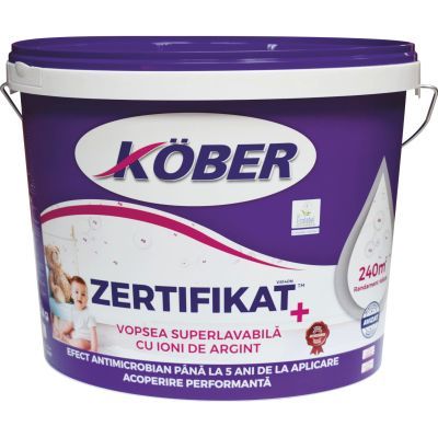 Vopsea superlavabila interior Kober Zertifikat Plus, alb, 3 l