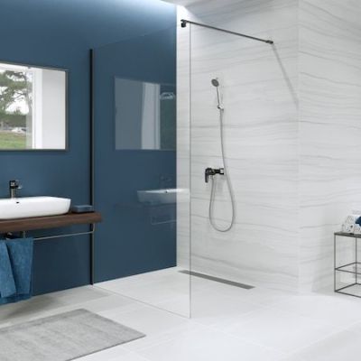 Cabina de DUS Walk-IN Mille neagra 120X200CM sticla transparenta S161-004