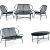 Set Mobilier De Gradina Din Ratan, Scaune Metalice, Banca Si Masa Neagra, XS-RTS108